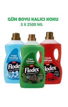 Flodex Yüzey Temizleyici Çam 2500 Ml + Doğa 2500 Ml + Çiçek Bahçesi 2500 Ml 3’lü Set