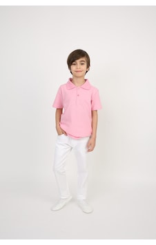 Erkek Çocuk Takım Lakos Beyaz Pantalon Ve Polo Yaka T-shirt Pembe Erkek Çocuk Takım Lakos Beyaz Pantalon Ve Polo Yaka T-shirt Pembe