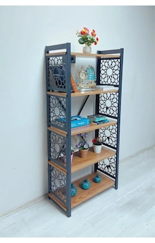 Desenli, Lazer Kesim, Metal, 5'li Raf,çiçeklik,kitaplık Ceviz Desenli, Lazer Kesim, Metal, 5'li Raf,çiçeklik,kitaplık Ceviz