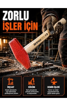 Byhanex Hnx-2716 Çekiç 1500 Gr 1,5 Kg Ahşap Saplı Ağır İş Çekici Byhanex Hnx-2716 Çekiç 1500 Gr 1,5 Kg Ahşap Saplı Ağır İş Çekici