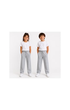 Luess Unisex Çocuk Gri Melanj Az Şardonlu Okul Eşofman Alt