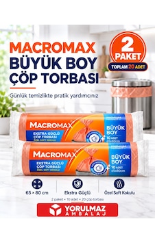 Macromax Büyük Boy Ekstra Güçlü Çöp Torbası 2 Paket Toplam 20 Adet Macromax Büyük Boy Ekstra Güçlü Çöp Torbası 2 Paket Toplam 20 Adet