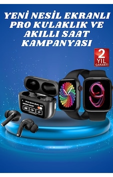 Ekranlı Yeni Nesil Pro Kulaklık Ve Akıllı Saat Kampanyası Kulak İçi Mikrofonl - Hs08371699-3 Renkli