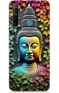 Realme 6i Uyumlu Silikon Kılıf Budha Ve Sarmaşık Yapraklar