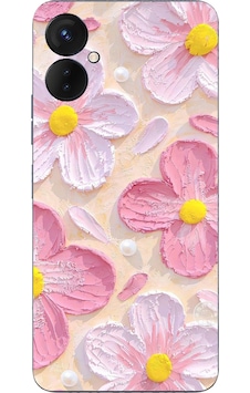 Tecno Spark 9 Pro Uyumlu Pembe Beyaz Çiçekler Sulu Boya Baskılı Silikon Kılıf Renkli Tecno Spark 9 Pro Uyumlu Pembe Beyaz Çiçekler Sulu Boya Baskılı Silikon Kılıf Renkli