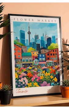 Toronto Kanada Çerçeveli Tablo Seyahat Severlere Salon Ve Ofis İçin Estetik Duvar Dekoru Travel Flower Market