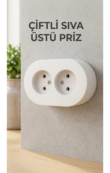 İkili Beyaz Topraklı Priz Modern Sıva Üstü Tasarım Duvar Elektrik Prizi Belirtilmemiş İkili Beyaz Topraklı Priz Modern Sıva Üstü Tasarım Duvar Elektrik Prizi Belirtilmemiş