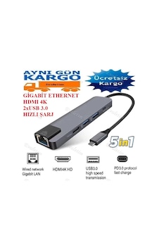 Type C To Hdmi Usb 3.0 Gigabit Ethernet Rj45 4332P Çevirici Hub A Type C To Hdmi Usb 3.0 Gigabit Ethernet Rj45 4332P Çevirici Hub A