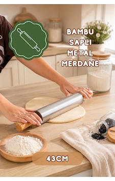 Porsima Mnb05773 Ahşap Saplı Paslanmaz Çelik Merdane Oklava Hamur Pizza Börek Açma Oklava 43cm Porsima Mnb05773 Ahşap Saplı Paslanmaz Çelik Merdane Oklava Hamur Pizza Börek Açma Oklava 43cm