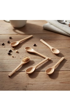 6'lı Doğal Mini Servis Kaşığı Seti 16cm Küçük Baharat, Kahve, Çay, Tatlı Ve Bal Kaşığı Çizmez Dekoratif Mutfak Ve Masaüstü Aksesuarı Çok Amaçlı Kullanım Sku: Mırstk7802dd87ca
