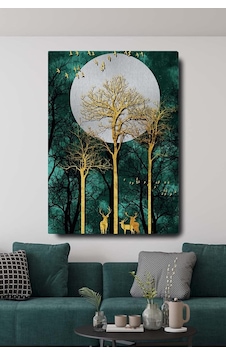 Homearths Dekoratif Soyut Altın Geyik Ağaç Ve Kuşlar Sürreal Kanvas Duvar Tablosu 70 X 100 Homearths Dekoratif Soyut Altın Geyik Ağaç Ve Kuşlar Sürreal Kanvas Duvar Tablosu 70 X 100