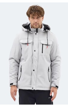 Slazenger Gleam Erkek Kapüşonlu Taş Gri Mont & Kaban Çok Renkli
