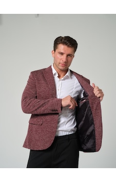 Bonesti Erkek Slim Fit Blazer Ceket Bordo Beyaz Bordo - Beyaz Bonesti Erkek Slim Fit Blazer Ceket Bordo Beyaz Bordo - Beyaz