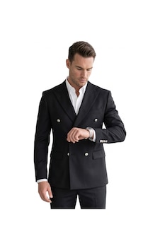 Deep Sea Deepsea Erkek Siyah Slim Fit Kruvaze Takım Elbise Likralı Çizgili Dokulu Metal Düğmeli 2600820 Deep Sea Deepsea Erkek Siyah Slim Fit Kruvaze Takım Elbise Likralı Çizgili Dokulu Metal Düğmeli 2600820