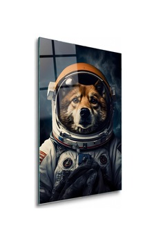 Astronot Giysili Köpek Çerçevesiz Cam Tablo Astronot Giysili Köpek Çerçevesiz Cam Tablo