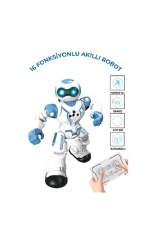 Oyuncak 16 Fonksiyonlu Şarjlı Uzaktan Kumandalı Akıllı Robot Sesli Işıklı Programlama Dans Moonwalk