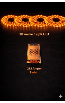 3 Çipli 20 Metre Let + Trafo Amber