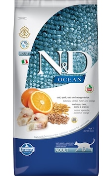 N&D Ocean Morina Balıklı ve Portakallı Düşük Tahıllı Yetişkin Kedi Maması 5 KG