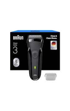 Braun Series 3 Erkek Elektrikli Tıraş Makinesi - 3 Esnek Bıçaklı Tıraş Makinesi, 30 Dakika Pil Ömrü, Erkekler İçin Kuru Tıraş Makinesi - 300'ler, Gri