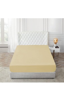 Fitted Lastikli Kumaş Çarşaf Yastık Kılıflı Yatak Çarşafı Tek Ki 001 Hardal 100 X 230