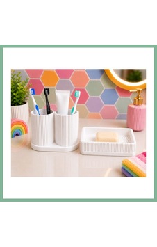 Bşkvirgo 3d Baskı Diş Fırçalık Ve Sabunluk Seti - Lavabo Üstü Banyo Organizeri-beyaz Bsk2026 Bşkvirgo 3d Baskı Diş Fırçalık Ve Sabunluk Seti - Lavabo Üstü Banyo Organizeri-beyaz Bsk2026