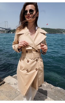 Pastelastore %100 Pamuk Gabardin Midi 95cm Astarlı Kemerli Kadın Trençkot 1113 Açık Bej Pastelastore %100 Pamuk Gabardin Midi 95cm Astarlı Kemerli Kadın Trençkot 1113 Açık Bej