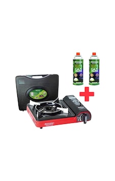 Orcamp Portatif Kamp Ocağı Kırmızı Ck-505 + 2 Orcamp 227 Gram Gaz Kartuşu Kırmızı