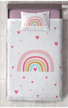 Mekta Home Bebek Ve Çocuk Odası Gökkuşağı Ve Kalp Desenli Yatak Örtüsü Renkli Mekta Home Bebek Ve Çocuk Odası Gökkuşağı Ve Kalp Desenli Yatak Örtüsü Renkli
