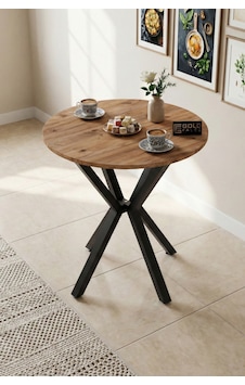 Yuvarlak Masa Atlantik Kahverengi 70 Cm Altın
