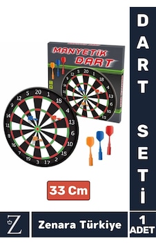 Premium Genç Yetişkin Çocuk Oyun Eğlenceli Dekoratif Güvenli Zararsız Manyetik Uçlu Dart Seti 33 Cm