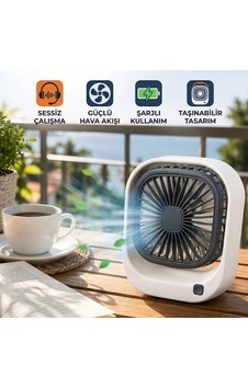Taşınabilir Şarjlı Masa Fanı Sessiz Çalışma Ve Güçlü Hava Akışı