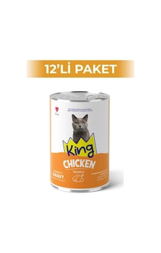 King Sos İçerisinde Et Parçacıklı Tavuklu Kedi Konservesi 400 Gr 12 Adet King Sos İçerisinde Et Parçacıklı Tavuklu Kedi Konservesi 400 Gr 12 Adet
