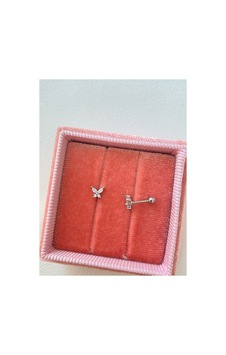 Silver Rengi Cerrahi Çelik Silver Kelebek Tragus Kıkırdak Piercing 6mm Silver