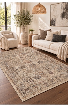 Vivanni Home Everlynn Polyester Vintage Halı Pamuk Atkı Tabanlı Modern Dokuma Ev Halısı Bej Vivanni Home Everlynn Polyester Vintage Halı Pamuk Atkı Tabanlı Modern Dokuma Ev Halısı Bej