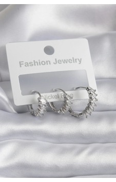 Pirinç Gümüş Renk Zirkon Taşlı Halka Model Kadın Küpe Çok Renkli Pirinç Gümüş Renk Zirkon Taşlı Halka Model Kadın Küpe Çok Renkli
