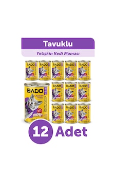Bado Yetişkin Yaş Kedi Maması Tavuk Etli 400gr 12'li Bado Yetişkin Yaş Kedi Maması Tavuk Etli 400gr 12'li