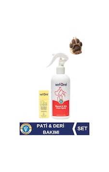 Kedi Köpek Pati Balm %100 Doğal Nemlendirici 40g + Yara Deri Yanık Hipokloröz Bakım Spreyi 300ml