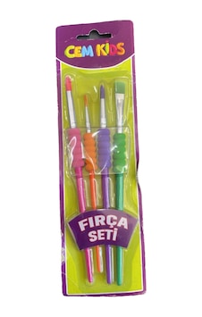 Cem Kids Fırça Seti 4'lü Çocuk Boya Fırçası Seti Renkli Köpük Tutamaçlı Resim Fırçası
