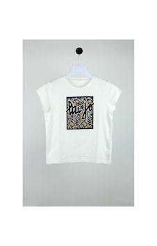 Minipomes 8-16 Yaş Kız Çocuk Baskılı Tshirt Beyaz beyaz