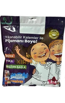 Akıllı Bayi Kalem Hediyeli Boyanabilir Pijama 3-4 Yaş Renkli