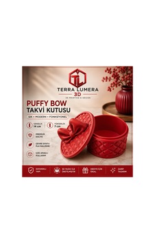 Puffy Bow Fiyonk Kapaklı Takı Kutusu 14x14x7 Cm Kırmızı