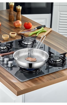 Cooker Lara 24 Cm Paslanmaz Çelik İndüksiyon Uyumlu Tava Ckr3937 Inox