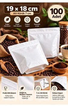 Beyaz Kilitli Doypack Ambalaj Poşeti - Alt Körüklü 19x18 Cm 100 Adet Beyaz Kilitli Doypack Ambalaj Poşeti - Alt Körüklü 19x18 Cm 100 Adet