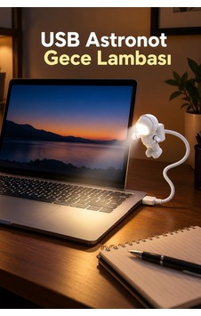 Usb Astronot Gece Lambası Esnek Kablolu Masa Ve Kitap Okuma Işığı Led Lamba Beyaz