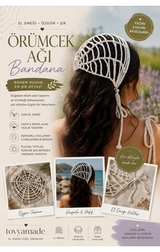 Örümcek Ağı Motifli Bandana Beyaz Örümcek Ağı Motifli Bandana Beyaz