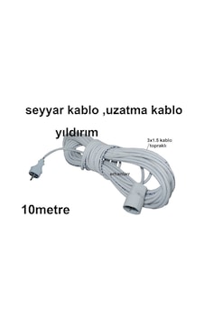 Seyyar Uzatma Kablo 10 Metre Beyaz Renk