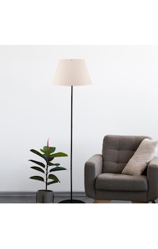 Art Siyah Metal Ayaklı Krem Konik Kumaş Başlık Lambader Salon Yatak Odası Köşe Lambası Krem Art Siyah Metal Ayaklı Krem Konik Kumaş Başlık Lambader Salon Yatak Odası Köşe Lambası Krem