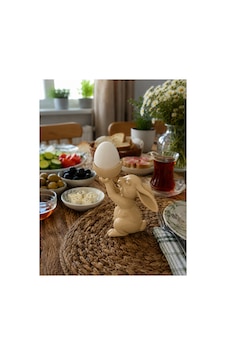 Kahvaltı Masalarının Yumurta Serviscisi Tavşan Figürü Bej Bej