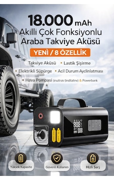18000 Mah Akıllı Çok Fonksiyonlu Araba Takviye Aküsü Dijital Ekran, Led Işık, Usb Çıkış 18.000 Mah 18.000 Mah 18000 Mah Akıllı Çok Fonksiyonlu Araba Takviye Aküsü Dijital Ekran, Led Işık, Usb Çıkış 18.000 Mah 18.000 Mah