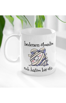 Bk Gift Ruh Halim Bir Ölü Tasarımlı Beyaz Kupa Bardak-1 Bk Gift Ruh Halim Bir Ölü Tasarımlı Beyaz Kupa Bardak-1